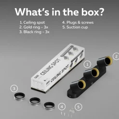 Calex GU10 loftspot, sort, længde 37 cm, 3 lyskilder, metal