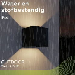LED genopladelig sensor udendørs væglampe, op/ned, sort^Calex