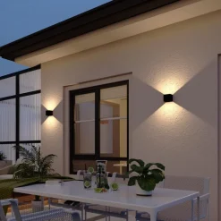 LED genopladelig sensor udendørs væglampe, op/ned, sort^Calex