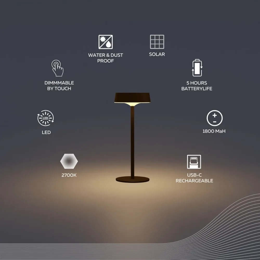 Calex LED-bordlampe Parma, dæmpbar, sort