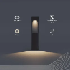 LED-sokkellampe Terni, sort aluminium, IP65^Calex Sale