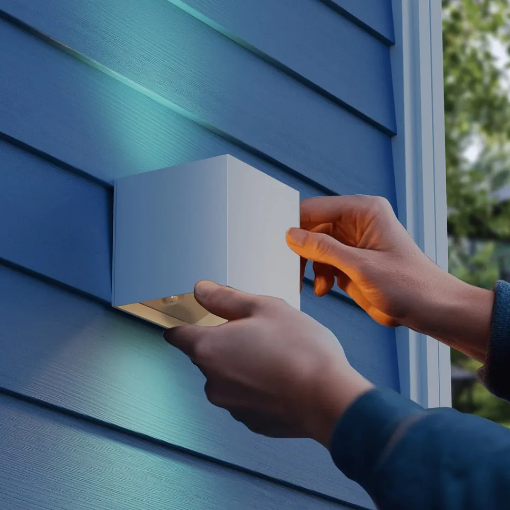 Calex Væglampe Med Sensor|Terrassebelysning>LED-udendørs væglampe med batteri og sensor Volterra, hvid, IP44