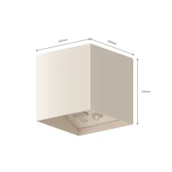 LED-udendørs væglampe med batteri og sensor Volterra, sand, IP44^Calex Online