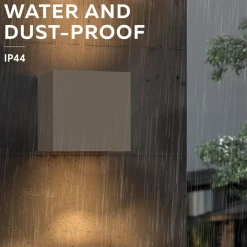 LED-udendørs væglampe med batteri og sensor Volterra, sand, IP44^Calex Online