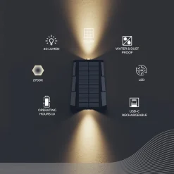 Matera udendørs LED-væglampe, op/ned, sort^Calex Hot