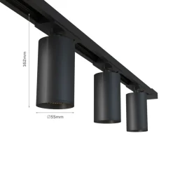 Calex skinnesæt, 6 GU10-spots, sort, længde 3 m, metal