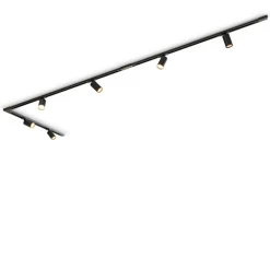 Calex skinnesæt, 6 GU10-spots, sort, længde 3 m, metal