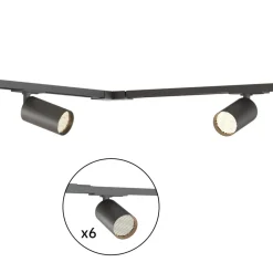 Calex skinnesæt, 6 GU10-spots, sort, længde 3 m, metal
