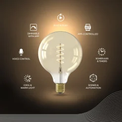 Smart LED E27 7W G125 1800 - 3000 K Glødetråd^Calex Online