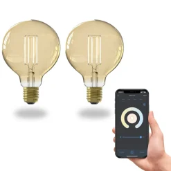 Smart LED globepære E27 G95 7W CCT sæt med 2 stk^Calex Online