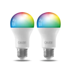 Calex Smart LED-pære E27 A60 9,4W CCT RGB sæt med 2 stk