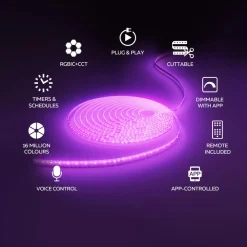 Calex Smart LED-strip, længde 30 m, RGB, CCT fjernbetjening