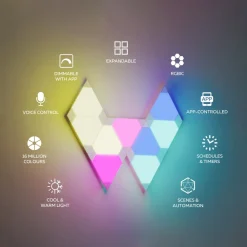 Calex Smart LED-væglampe TRIANGLES, 9-delt, RGBW, dæmpbar