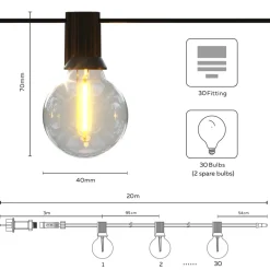 Solar-LED-lyskæde Vista, længde 20 meter, IP44^Calex Outlet