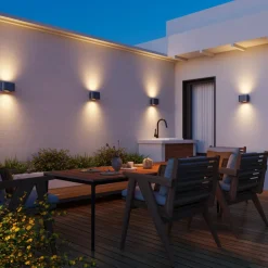 Calex udendørs LED-væglampe Potenza op/ned, IP44, sort/guld