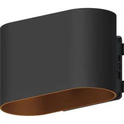 Calex udendørs LED-væglampe Potenza op/ned, IP44, sort/guld