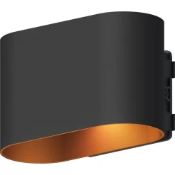 Calex udendørs LED-væglampe Potenza op/ned, IP44, sort/guld