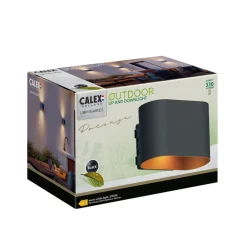 Calex udendørs LED-væglampe Potenza op/ned, IP44, sort/guld