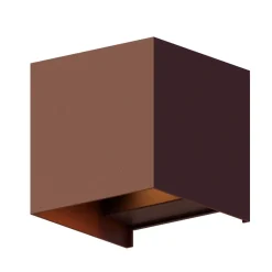 udendørs LED-væglampe Cube, op/ned, højde 10 cm, rustbrun^Calex