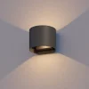 udendørs LED-væglampe oval, op/ned, højde 10 cm, sort^Calex Discount