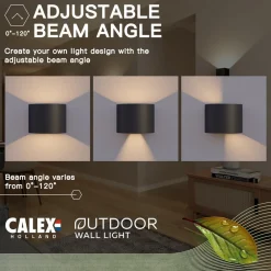 udendørs LED-væglampe oval, op/ned, højde 10 cm, sort^Calex Discount