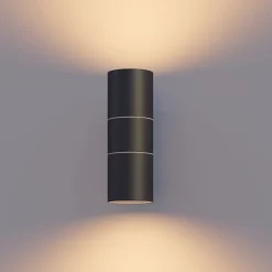 Calex udendørs væglampe GU10 stål, op/ned, 17 cm, sort