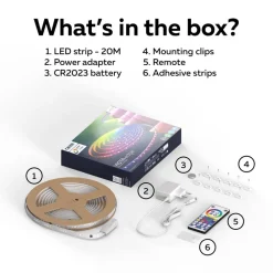 Vista LED-strip, længde 20 m, RGB, CCT fjernbetjening^Calex Hot