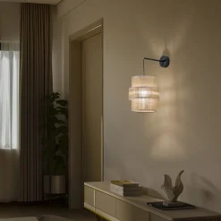 TK Lighting Væglamper>Calisto væglampe, jute, naturbrun, afbryder