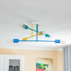 Børn HELAM Cambridge loftlampe, 6 lyskilder, gul-turkis-blå