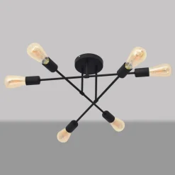 Cambridge loftlampe, 6 lyskilder, sort^HELAM Online