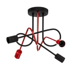 Børn HELAM Cambridge loftlampe, 4 lyskilder, sort-rød