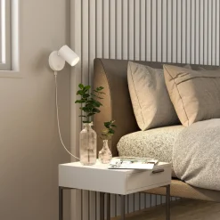 Deko-Light Væglamper|Væglamper>CAN TILT vægspot, hvid, Ø 10 cm, metal, afbryder, USB