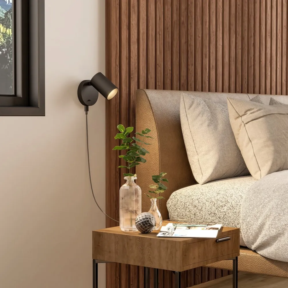 Deko-Light CAN TILT vægspot, sort, Ø 10 cm, metalkontakt USB