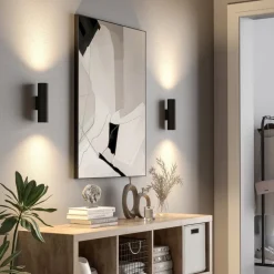 Deko-Light CAN væglampe, sort, 2 lyskilder, højde 22 cm, metal, GU10