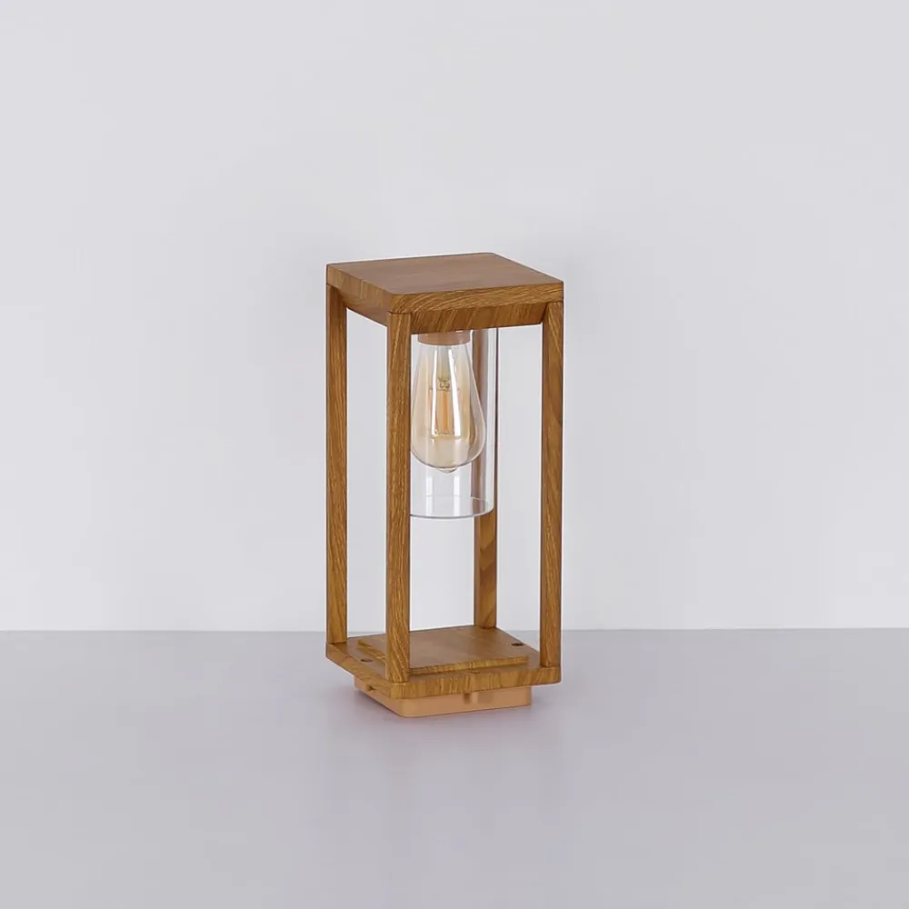 Candela sokkellampe i trælook, højde 35cm^Globo Clearance