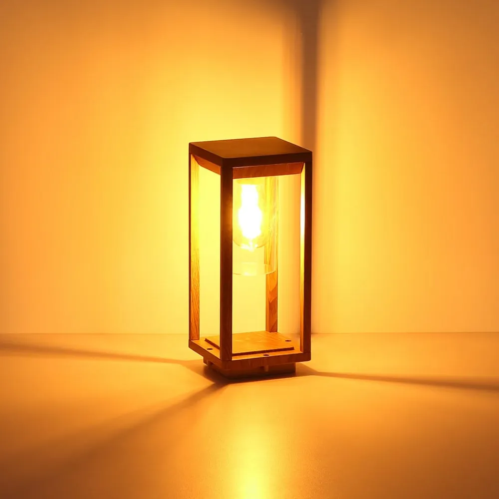 Candela sokkellampe i trælook, højde 35cm^Globo Clearance