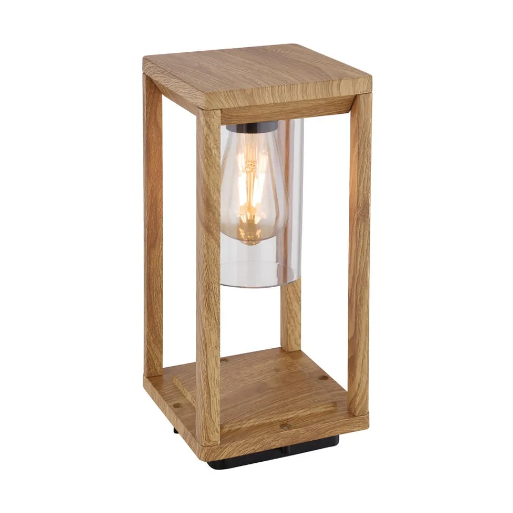 Candela sokkellampe i trælook, højde 35cm^Globo Clearance