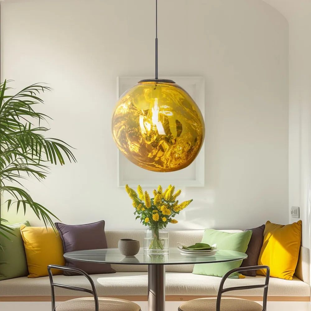 Eco-Light Pendellamper>Canopus hængelampe, guldfarvet, Ø 36 cm, glas, E27