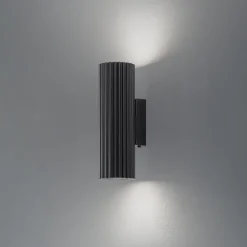 Carbon væglampe, sort, højde 20 cm, aluminium, 2 lyskilder.^SOLLUX LIGHTING Sale
