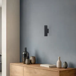 Carbon væglampe, sort, højde 20 cm, aluminium, 2 lyskilder.^SOLLUX LIGHTING Sale