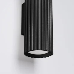 Carbon væglampe, sort, højde 20 cm, aluminium, 2 lyskilder.^SOLLUX LIGHTING Sale