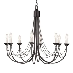 Elstead Carisbrooke lysekrone, sort, 8 lyskilder