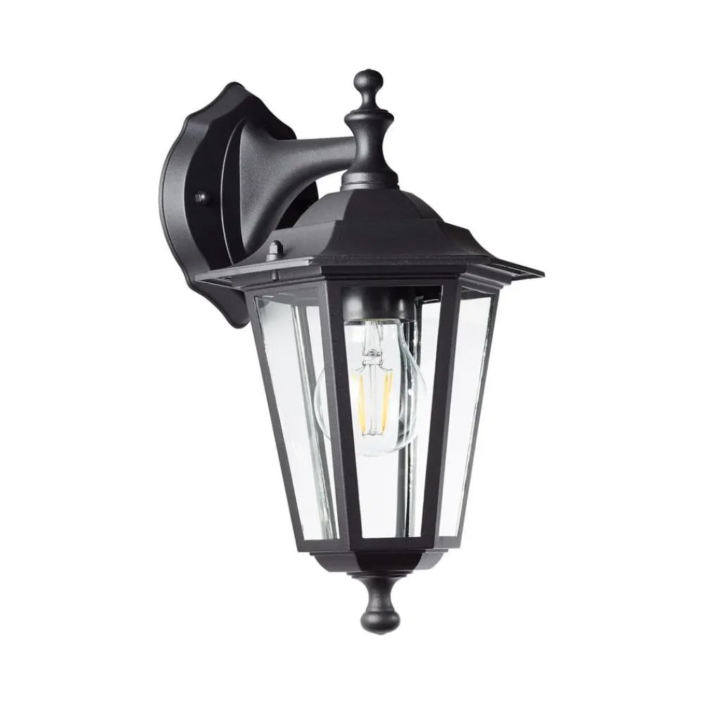 Carleen udendørs væglampe, pendel, sort, metal, glas^Brilliant Clearance