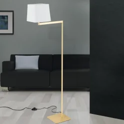 ORION Gulvlamper|Gulvlamper>Carlton tekstilgulvlampe, mat messing