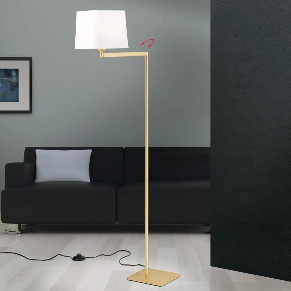 ORION Gulvlamper|Gulvlamper>Carlton tekstilgulvlampe, mat messing