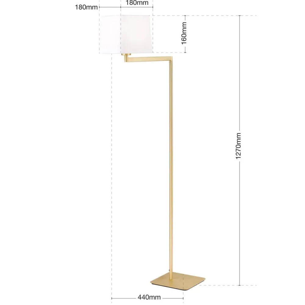 ORION Gulvlamper|Gulvlamper>Carlton tekstilgulvlampe, mat messing