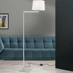 Carlton tekstilgulvlampe, mat nikkel^ORION Hot