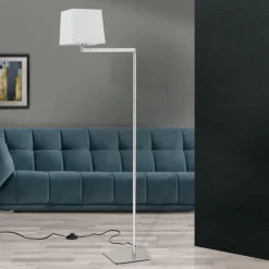 Carlton tekstilgulvlampe, mat nikkel^ORION Hot