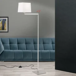 Carlton tekstilgulvlampe, mat nikkel^ORION Hot