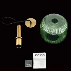 Carneval pendellampe, antik messing/grøn, Ø 20 cm, glas^ORION